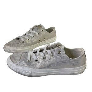 Converse Youth White/Gold upper Leather Sneakers US 3